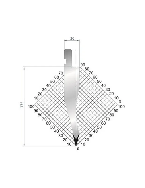 Part No. 1052 @ 805mm 30 Degree Straight Punch (Segmented)