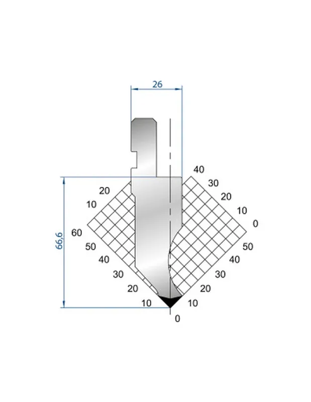 Part No. 1065 @ 805mm 88 Degree Straight Punch (Segmented)