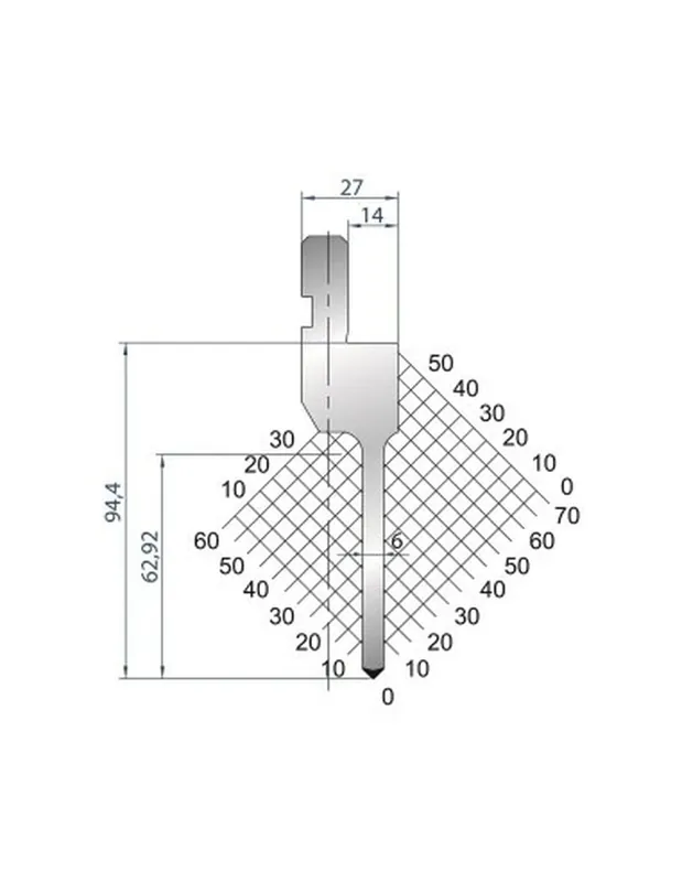 Part No. 1084 @ 415mm 88 Degree Slim Body Straight Punch