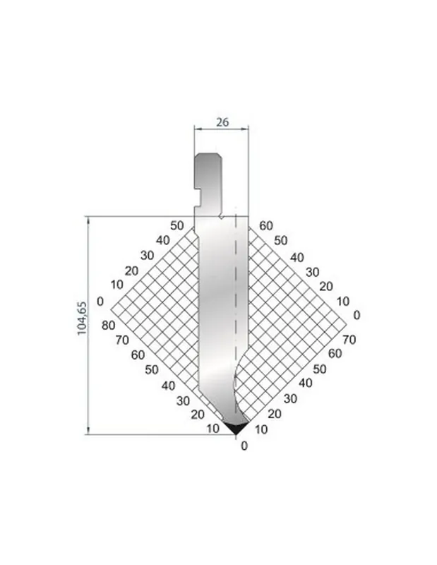 Part No. 1281 @ 805mm 85 Degree Straight Punch (Segmented)