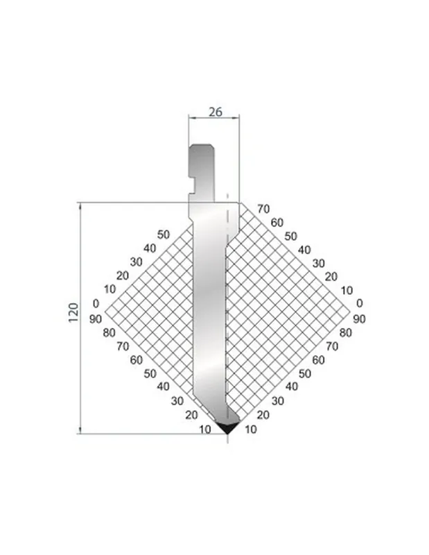 Part No. 1309 @ 805mm 85 Degree Straight Punch (Segmented)