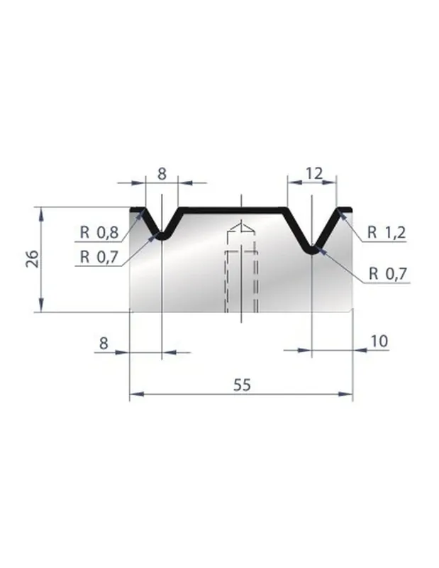 Part No. 2016 @ 835mm 60 Degree 2V Bolted Die