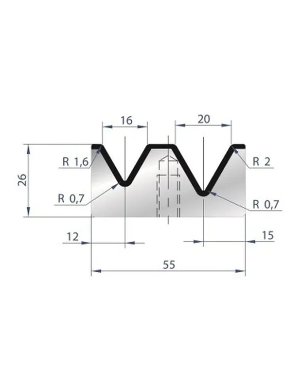 Part No. 2017 @ 835mm 60 Degree 2V Bolted Die