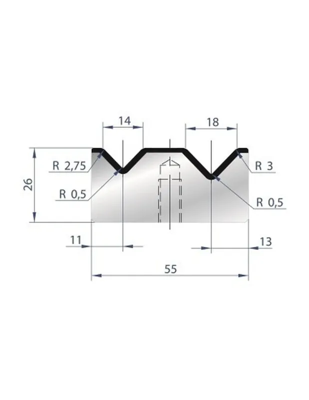 Part No. 2032 @ 415mm 88 Degree 2V Bolted Die