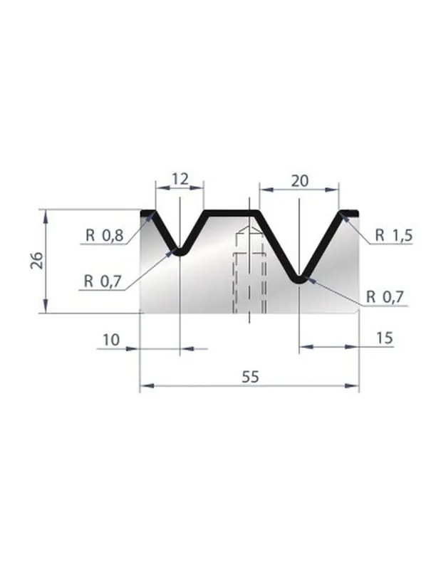Part No. 2033 @ 835mm 60 Degree 2V Bolted Die