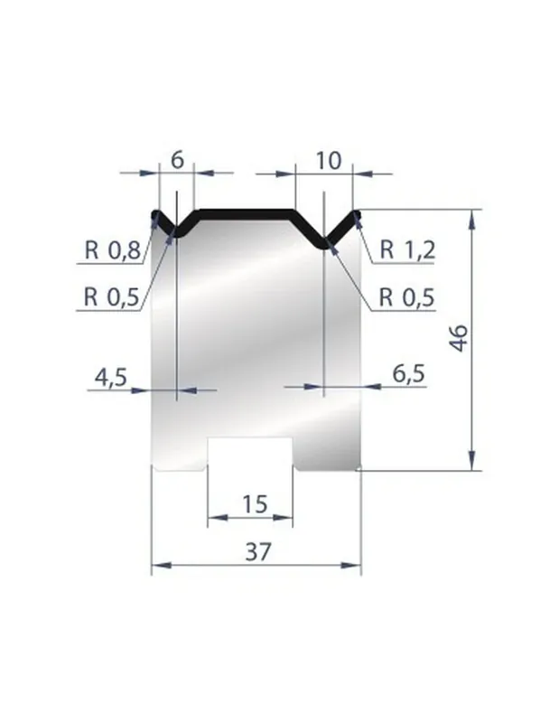 Part No. 2050 @ 415mm 88 Degree 2V Self Centering Die