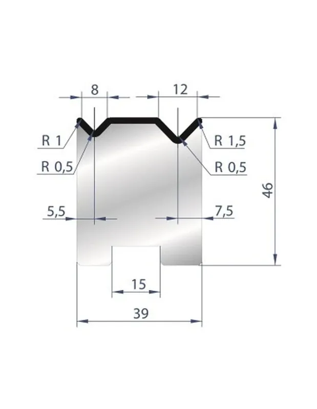 Part No. 2052 @ 415mm 88 Degree 2V Self Centering Die