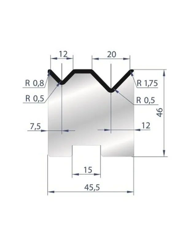 Part No. 2054 @ 415mm 88 Degree 2V Self Centering Die
