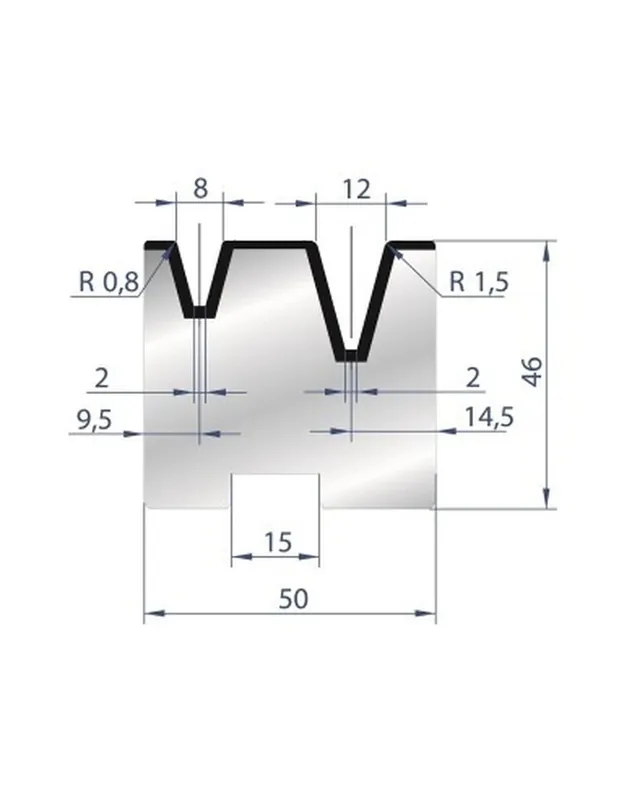 Part No. 2056 @ 805mm 30 Degree 2V Self Centering Die (Segmented)