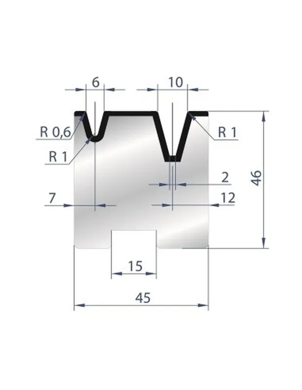 Part No. 2057 @ 415mm 30 Degree 2V Self Centering Die