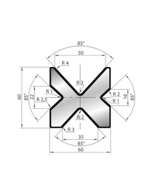 Part No. 2067 @ 805mm 85 Degree 4V Die (Segmented)