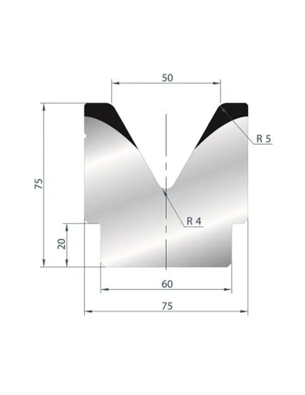 Part No. 2082 @ 805mm 60 Degree Single V Die (Segmented)
