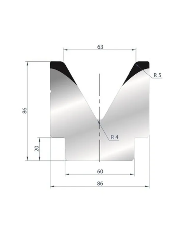 Part No. 2083 @ 805mm 60 Degree 1V Die (Segmented)