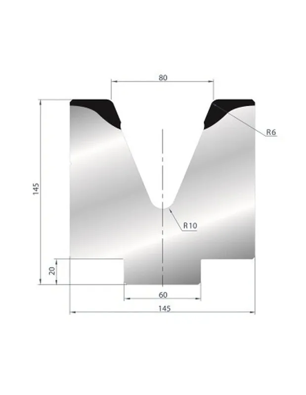 Part No. 2084 @ 415mm 45 Degree Single V Die