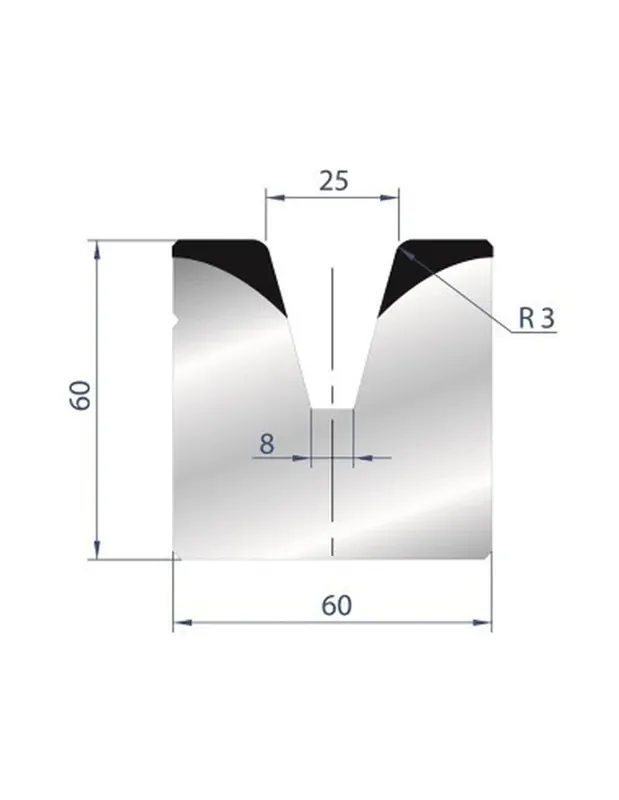 Part No. 2087 @ 805mm 30 Degree Single V Die (Segmented)