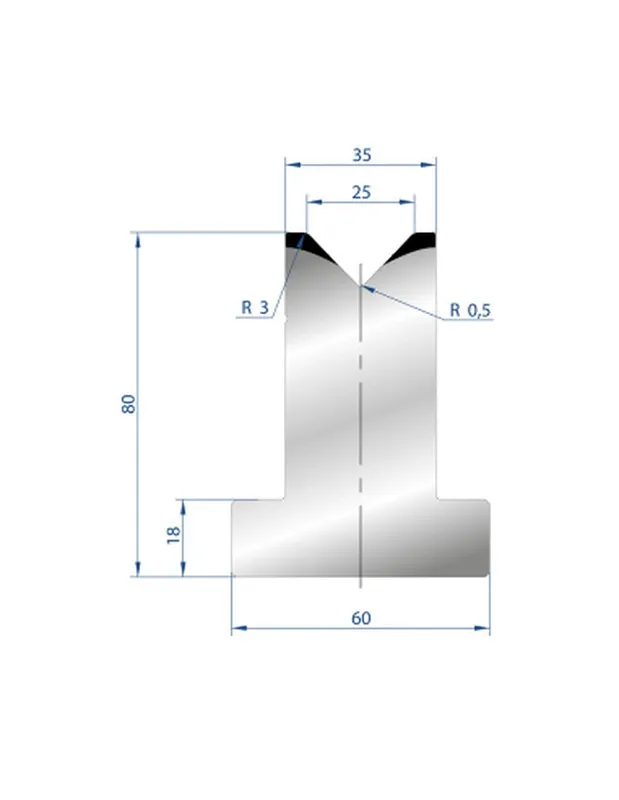 Part No. 3018 @ 415mm 88 Degree T Shape Die