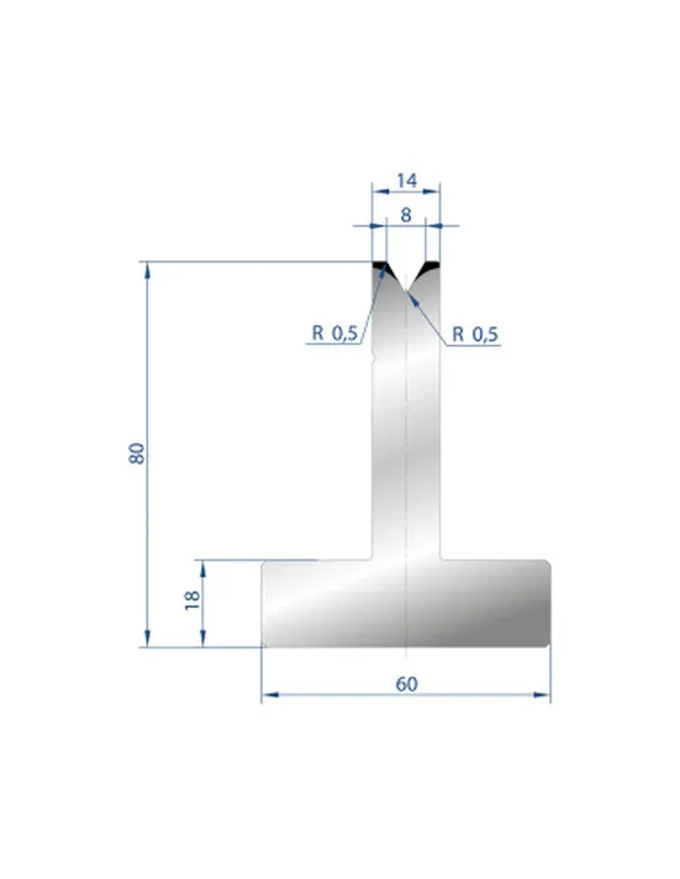 Part No. 3020 @ 805mm 60 Degree T Shape Die (Segmented)