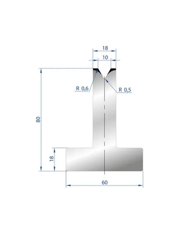 Part No. 3021 @ 415mm 60 Degree T Shape Die
