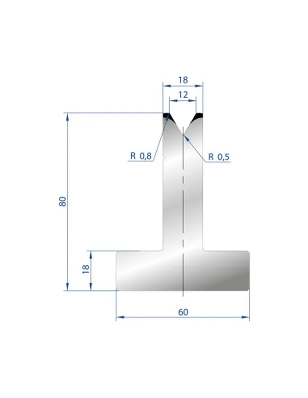 Part No. 3022 @ 805mm 60 Degree T Shape Die (Segmented)