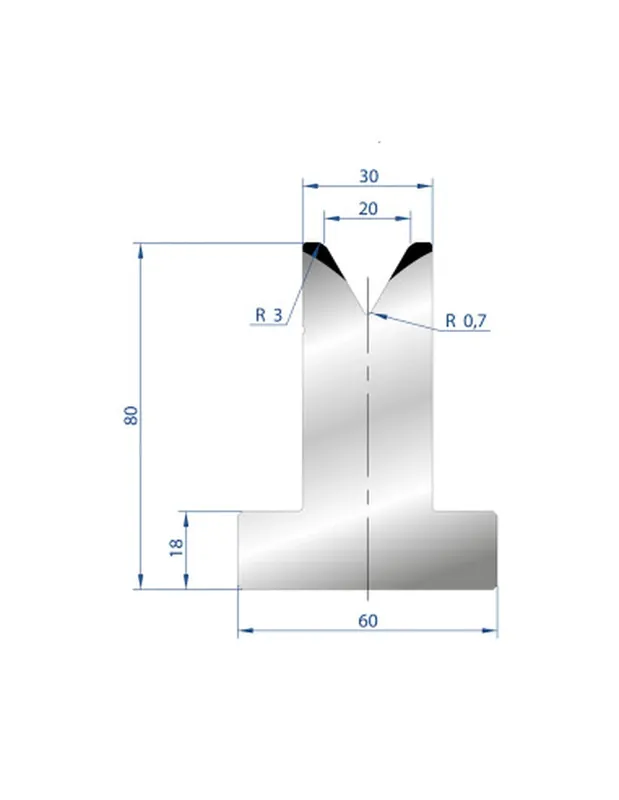 Part No. 3024 @ 805mm 60 Degree T Shape Die (Segmented)