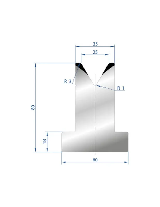 Part No. 3025 @ 805mm 60 Degree T Shape Die (Segmented)