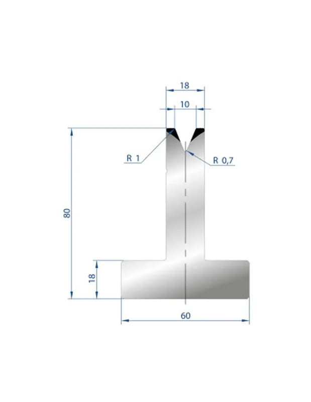 Part No. 3028 @ 415mm 45 Degree T Shape Die