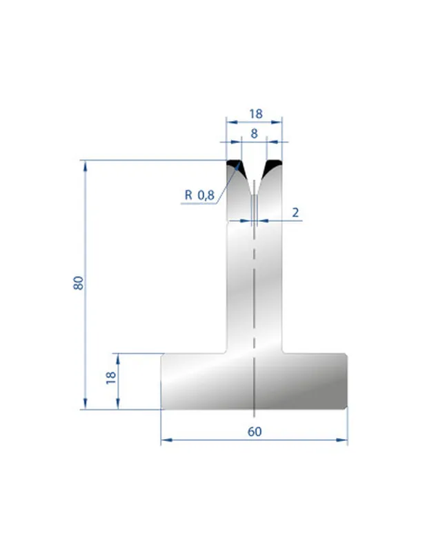 Part No. 3043 @ 835mm 30 Degree T Shape Die