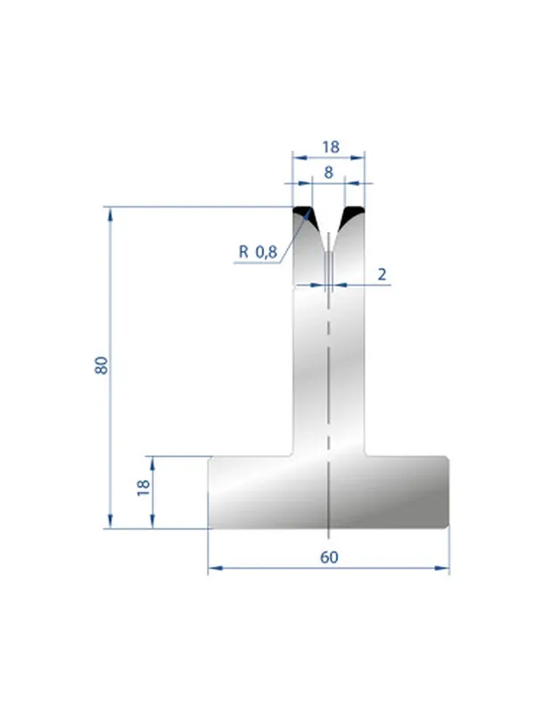 Part No. 3043 @ 805mm 30 Degree T Shape Die (Segmented)