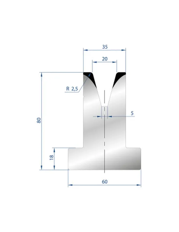 Part No. 3047 @ 415mm 30 Degree T Shape Die