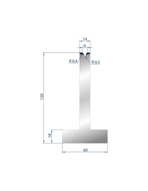 Part No. 3059 @ 805mm 60 Degree T Shape Die (Segmented)