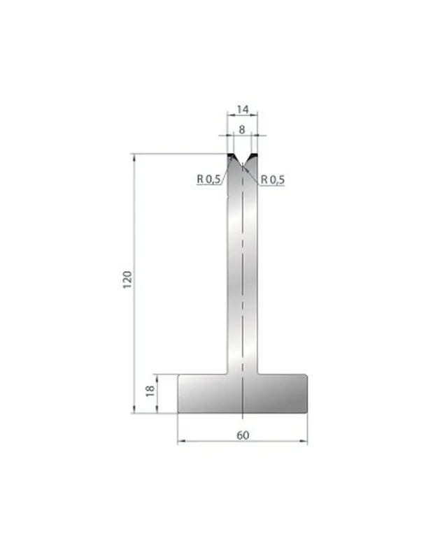 Part No. 3060 @ 835mm 60 Degree T Shape Die