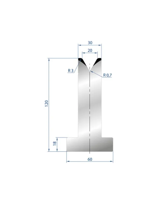Part No. 3064 @ 415mm 60 Degree T Shape Die