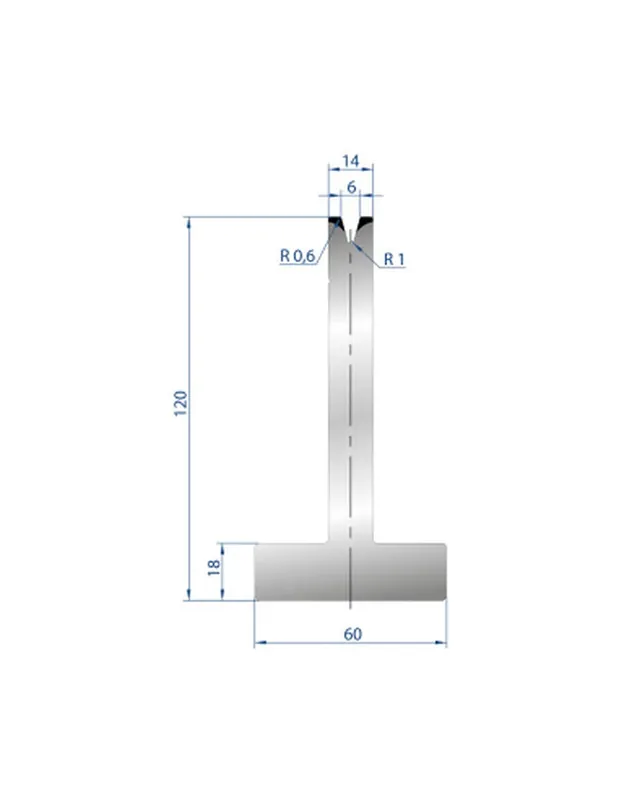 Part No. 3073 @ 835mm 30 Degree T Shape Die