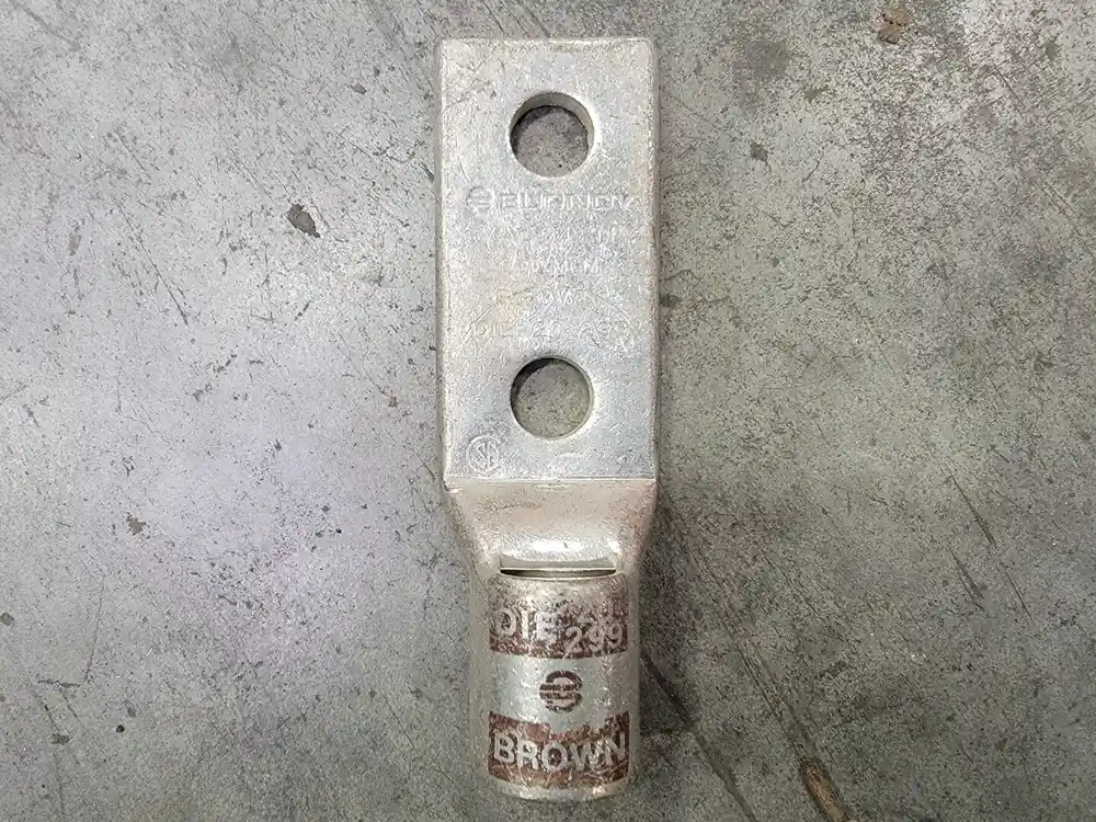 500 MCM 2 Hole Long Barrel Compression Lug Brown Die 20 299, YAL342N