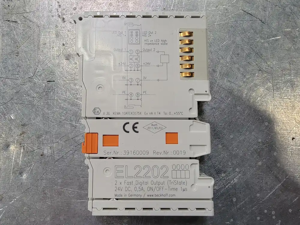 2-Channel Digital Output Terminal EL2202, 5740002202, 12mm, 130mA, 24 V DC