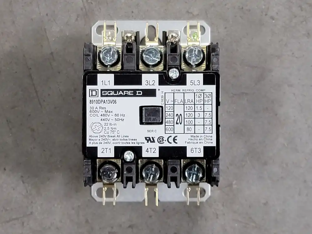 20 Amp, 3 Pole, 1NO, 440/480 VAC Coil Contactor 8910DPA13V06