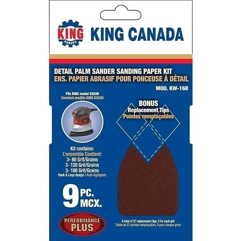 Performance Plus 9 pc. Detail Palm Sander Sanding Paper Kit No. KW-168