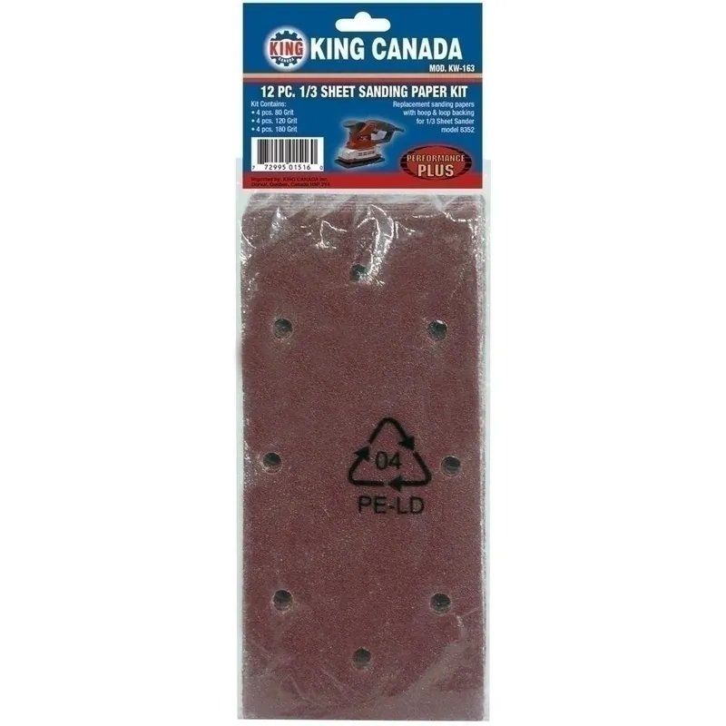 Performance Plus 12 pc. 1/3 Sheet Sanding Paper Kit No. KW-163