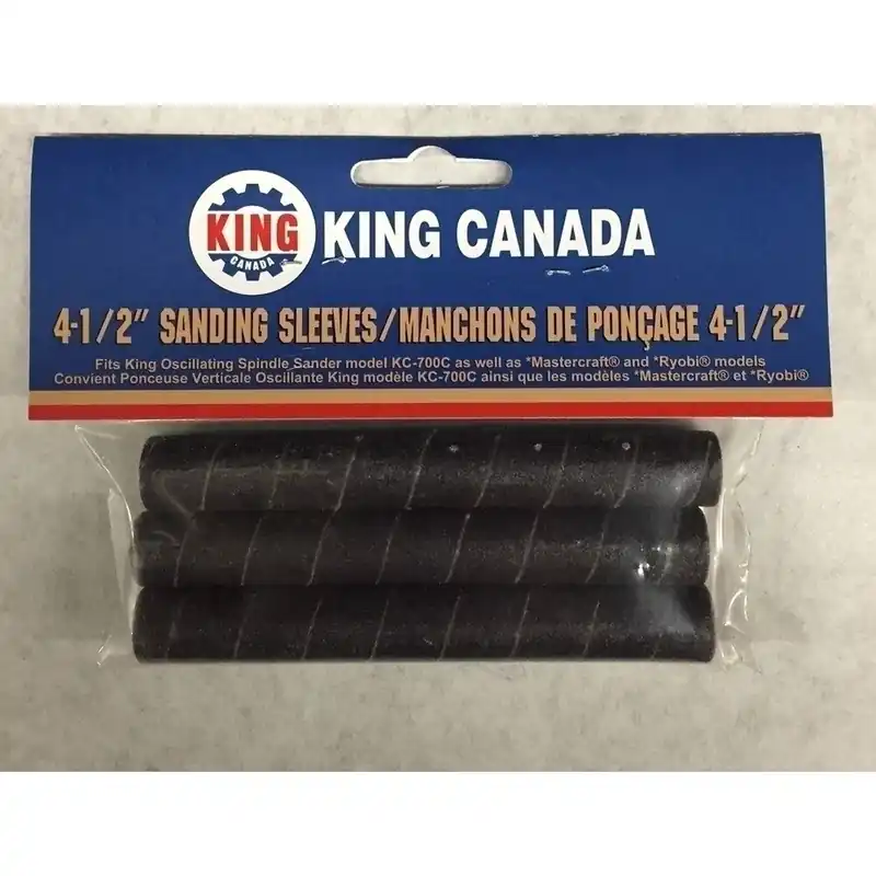 3 pc. 4-1/2" x 1/2" 80 Grit Wood Sanding Sleeve Kit No. SL-412-K-80