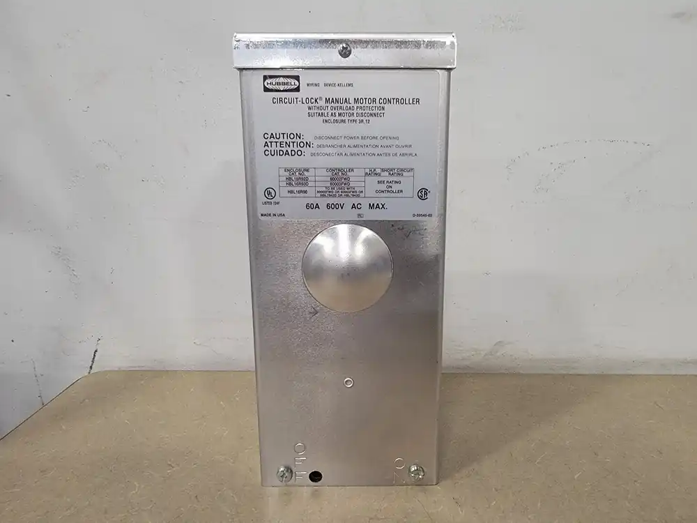 60 Amps, 3 Pole, 600 Volts Manual Motor Controller Disconnect Switch HBL16R93D