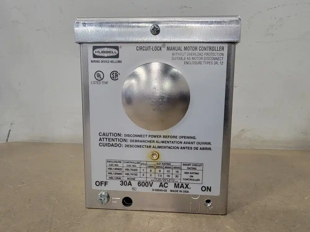30 Amp, 3 Pole, 600 Volt Motor Disconnect HBL13R89D