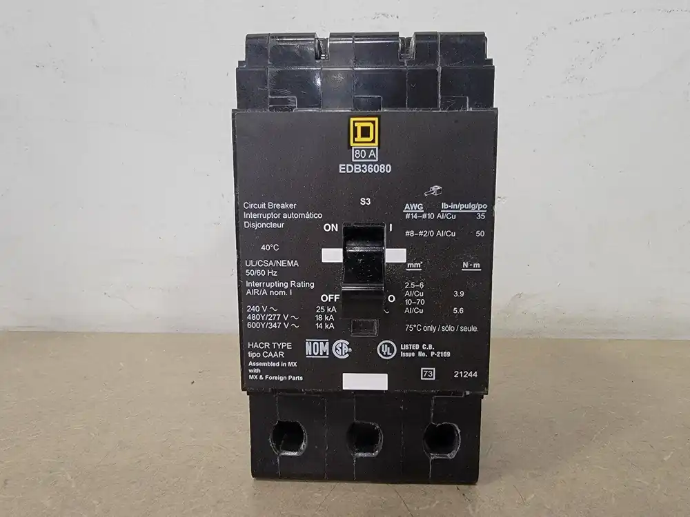80 Amp, 3 Pole, 600Y/347 Volt Circuit Breaker EDB36080