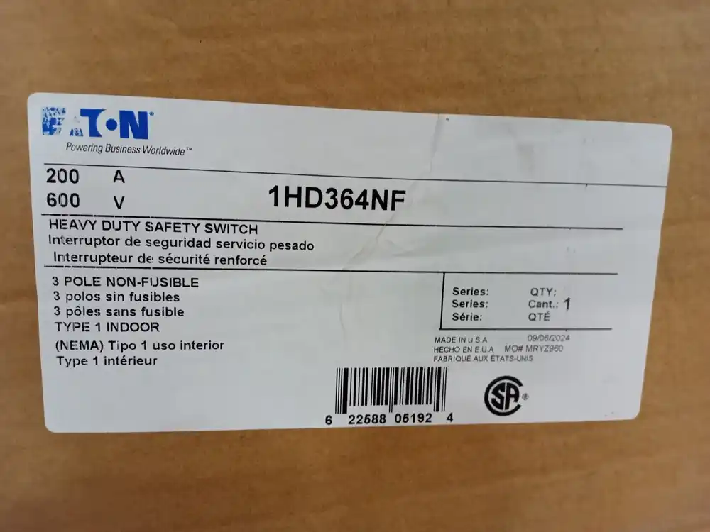 200 Amp Non-Fused Heavy Duty Safety Switch 1HD364NF