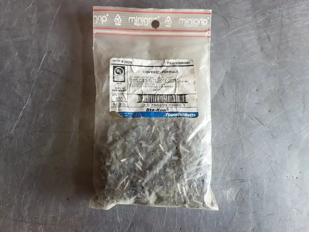 18 AWG Sta-kon Insulated Ferrule Terminal Gray F2024 (Pack of 500)