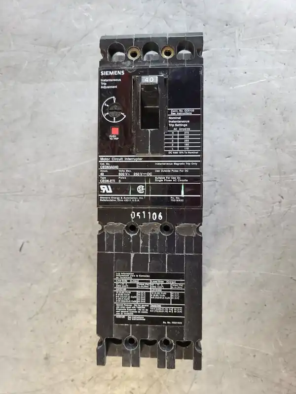 40 Amp, 3 Pole, 600 volts Circuit Breaker CED63A040