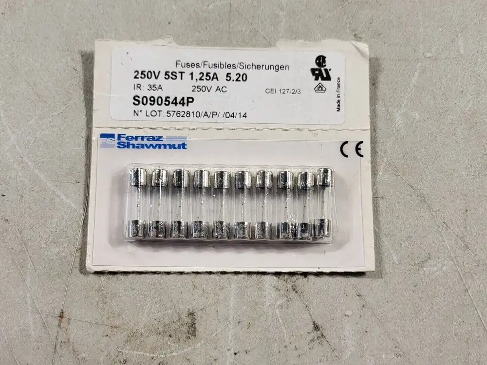1.25A 250V Glass Fuse S090544P (5 Set of 10 pcs) P/N 2249979