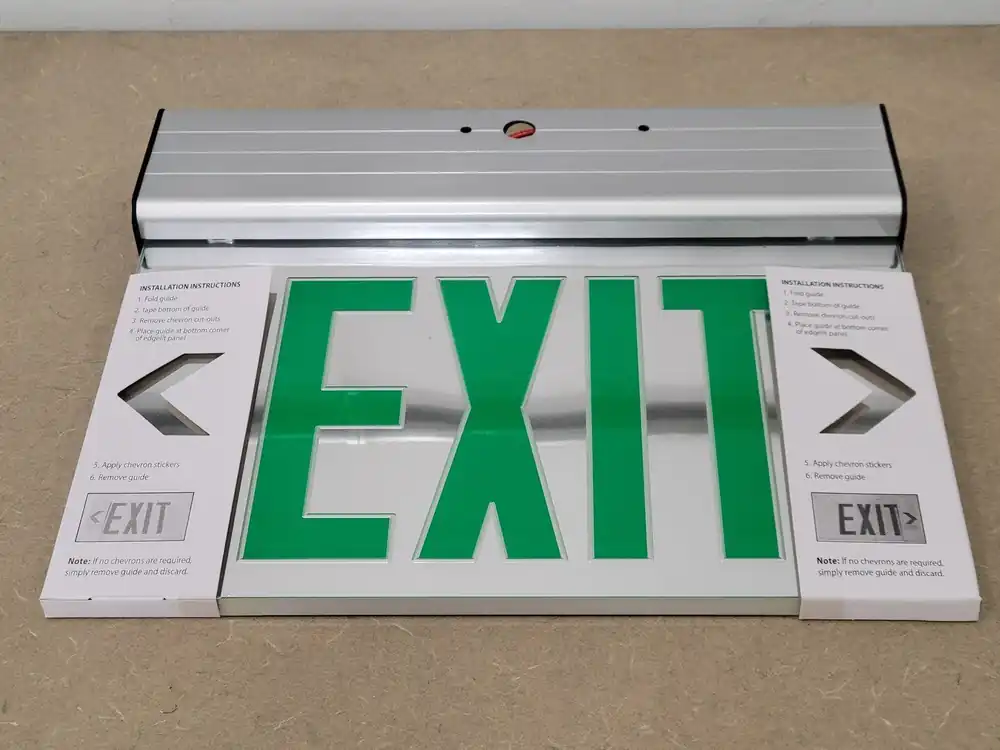 Aluminum Edge Lit LED Emergency Exit Sign EDG 2 G EL M6