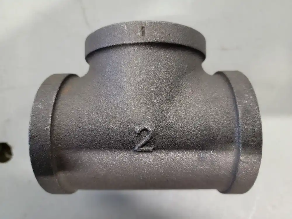 2" Female Threaded Tee, Black Malleable Iron