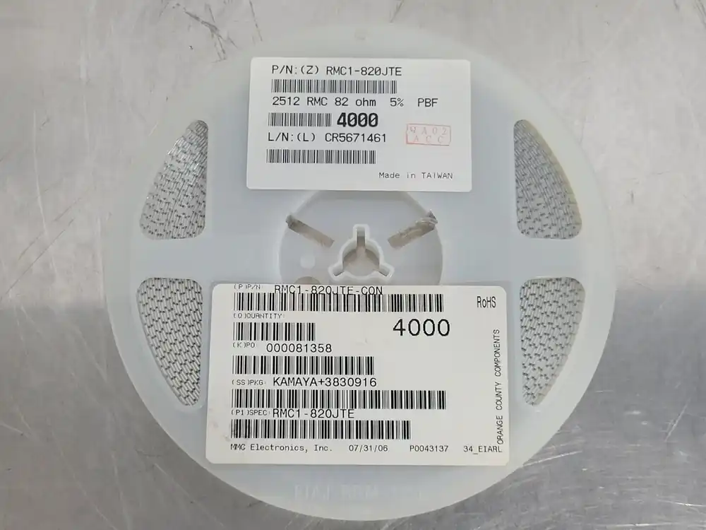 RMC1-820JTE Chip Resistors 2512, 82 ohm 5% 1W (Reel of 4000 pcs)