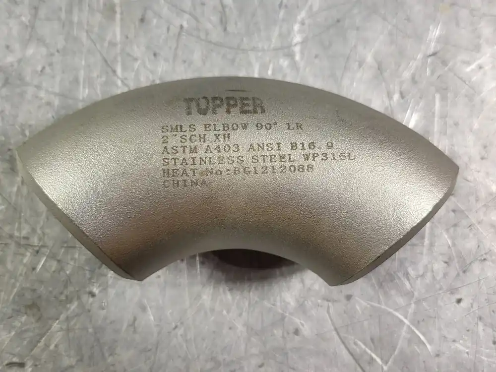 2" 90 Deg Buttweld Elbow SCH XH WP316L ASTM A403 ANSI B16.9